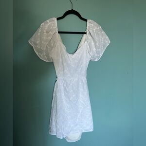 White Embroidered Floral Tied Back Summer Dress